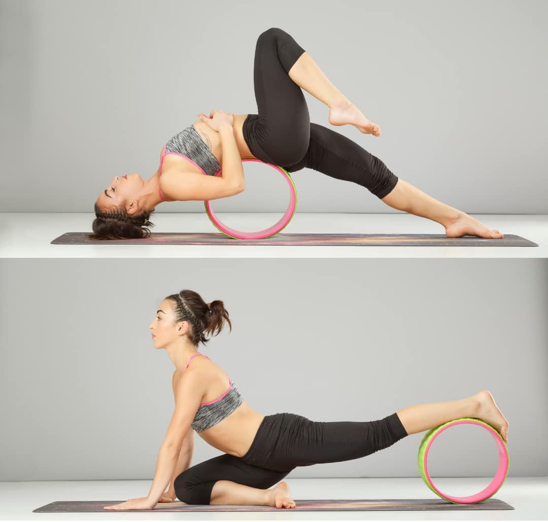 Yoga Rad Hilfsmittel für Asanas, Pilates- und Yogaübungen - Rückenrolle, Backbend, Pilates Rad, pink