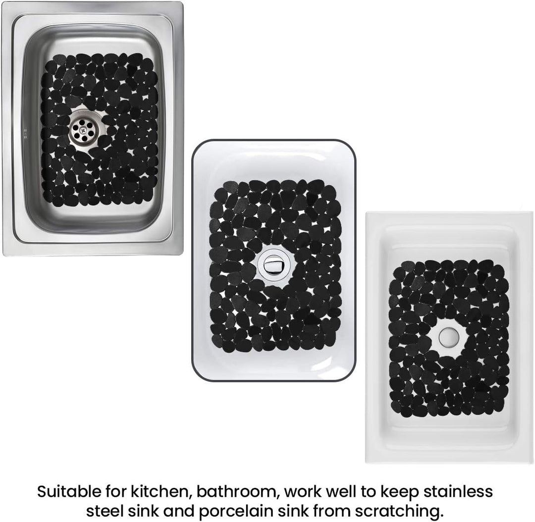 Top-spring Abtropffläche für die Küchenspüle, Kieselstein-Abtropfmatte, 30 x 40 cm, Schwarz, 2 Stück