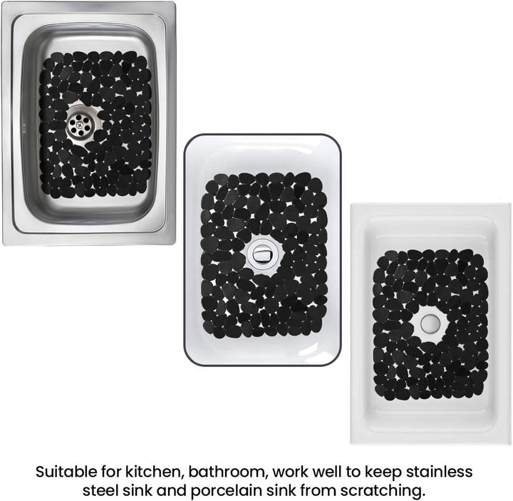 Top-spring Abtropffläche für die Küchenspüle, Kieselstein-Abtropfmatte, 30 x 40 cm, Schwarz, 2 Stück