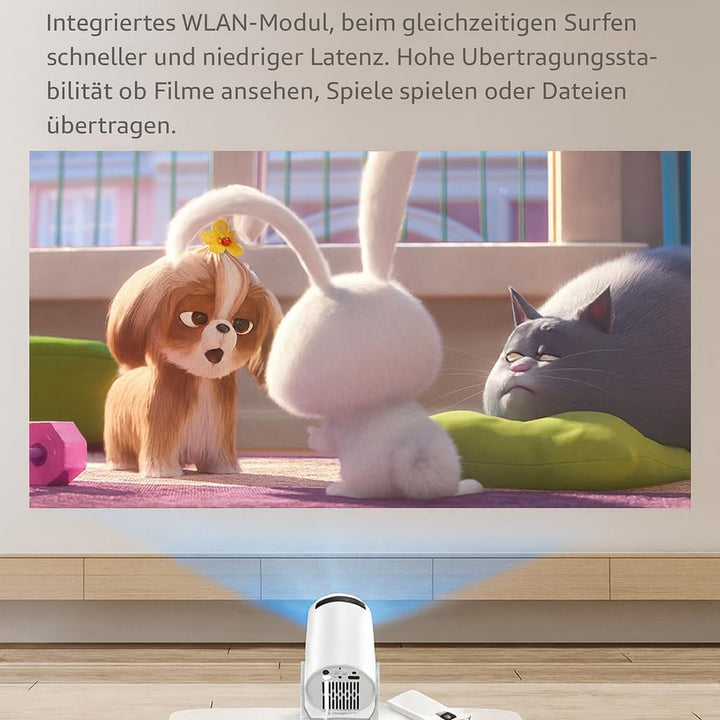 HY300 PRO Mini Beamer, 4K 1080P Unterstützung, mit Android 11, WiFi 6, unterstützt Airplay & Miracas