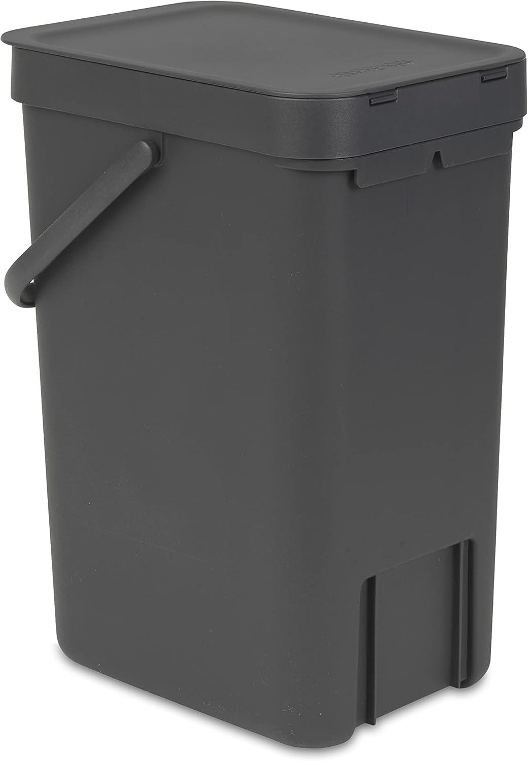 Brabantia Sort & Go Küchen-Recyclingbehälter (12 l/grau), stapelbarer Abfallbehälter mit Griff und a