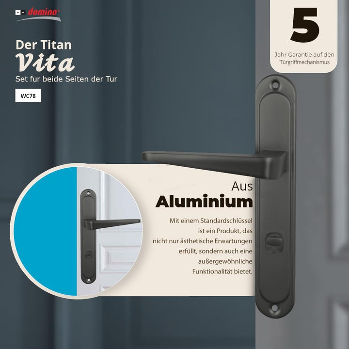 domino Türgriff 78 Drückergarnitur WC - Badezimmer Set Links & Rechts Türbeschlag für WC/Badezimmert
