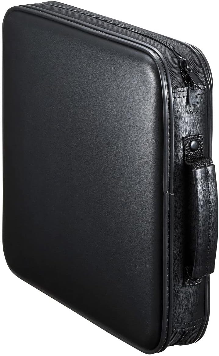 SANWA CD Tasche 160 Kapazität, Tragbare CD/DVD/Blu-ray Aufbewahrung mit Reissverschluss und Griff, H