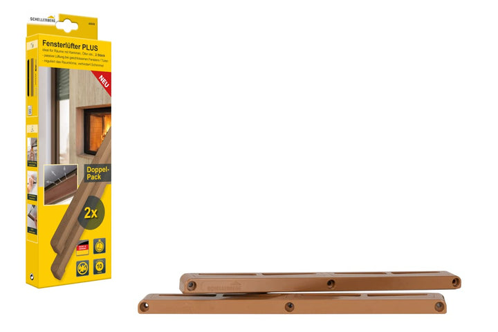 Schellenberg 46609 Fensterfalzlüfter Plus Starterset, Fensterlüfter Doppelpack, automatische Lüfterk