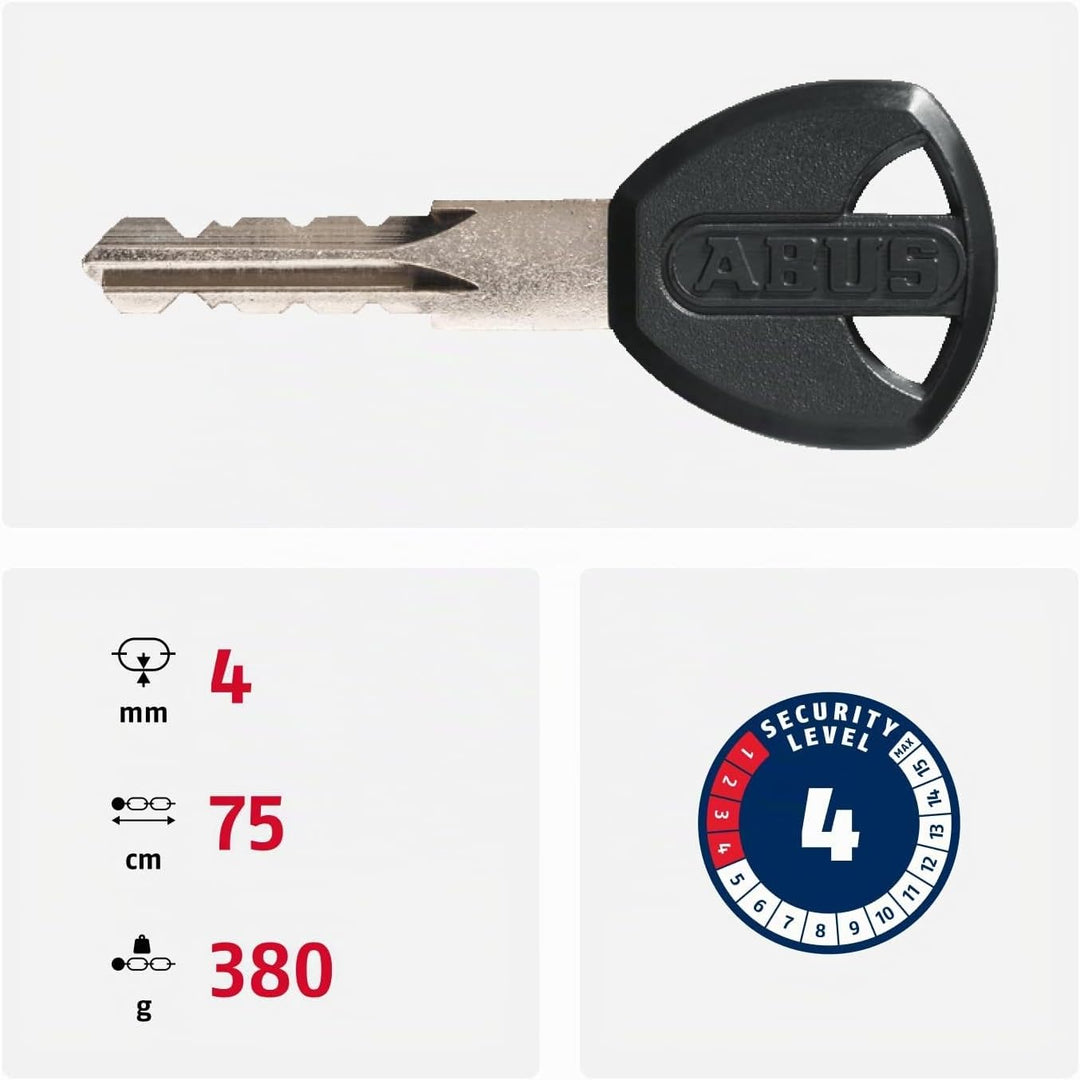 ABUS Kettenschloss Steel-O-Chain 4804K – Fahrradschloss aus Spezialstahl – ABUS-Sicherheitslevel 4 R