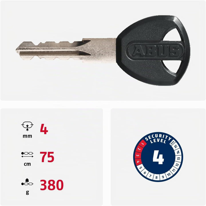 ABUS Kettenschloss Steel-O-Chain 4804K – Fahrradschloss aus Spezialstahl – ABUS-Sicherheitslevel 4 R