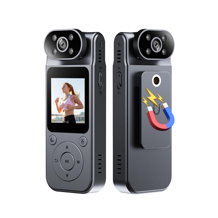 1080P-Körperkamera mit Audio und Video, 180° drehbares Objektiv, Infrarot-Nachtsicht Videokamera mit
