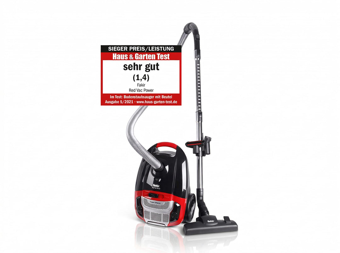 Fakir Red Vac Power Staubsauger mit Beutel 700W, Bodenstaubsauger mit Kabel, HEPA H13 Filter, sehr l