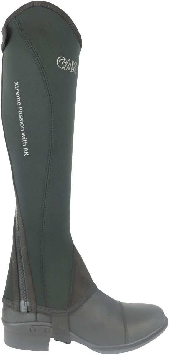 AK Neopren Curved Zip Reiten Halbchaps AKRS-1828 XXL schwarz / grau, XXL schwarz / grau
