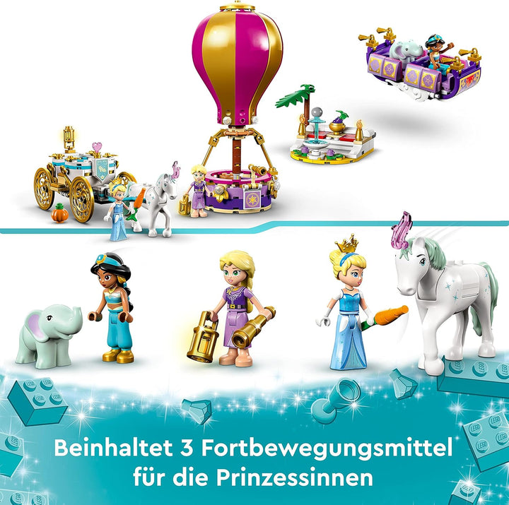 LEGO 43216 Disney Prinzessinnen auf magischer Reise Spielzeug mit Cinderella, Jasmine, Rapunzel Mini