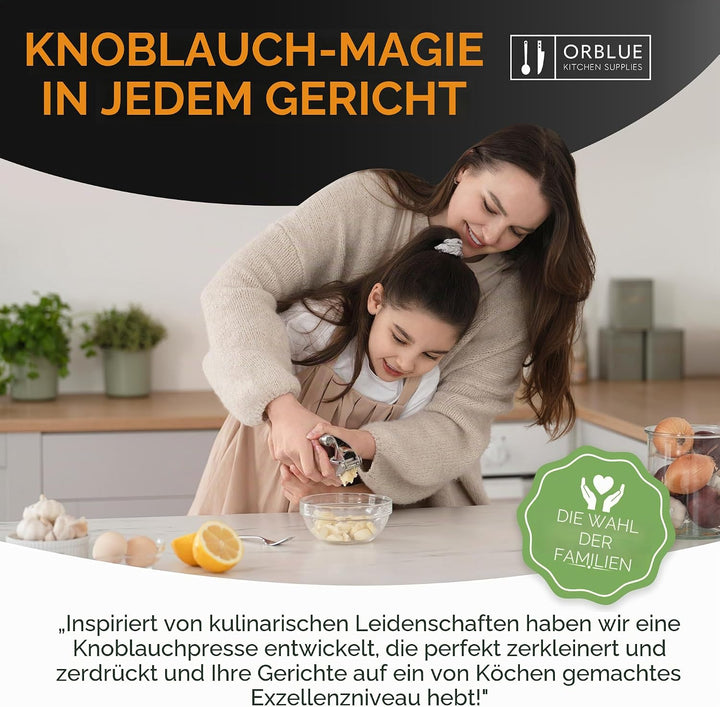 ORBLUE Knoblauchpresse Edelstahl – Premium Knoblauchpresse & Knoblauchreibe aus Edelstahl – Garlic P