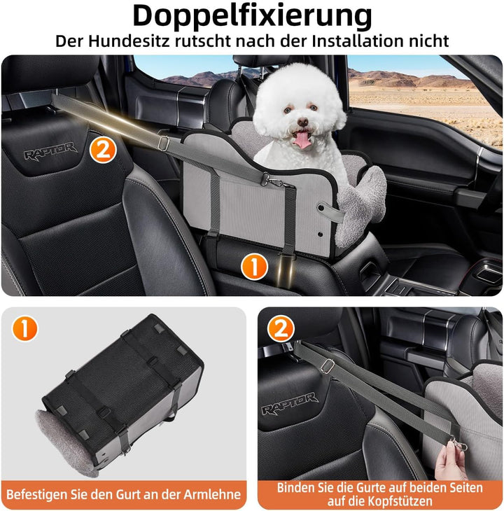 Auto-Hundesitz für Kleine Hunde & Katzen | Sicherer Hunde-Sitz mit Doppelter Befestigung, Wasserdich