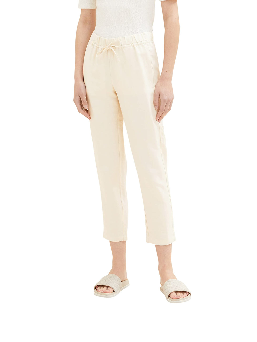 TOM TAILOR Damen Loose Fit Leinen Stoffhose 34W / 28L 31649 - Ivory Ecru, 34W / 28L 31649 - Ivory Ec