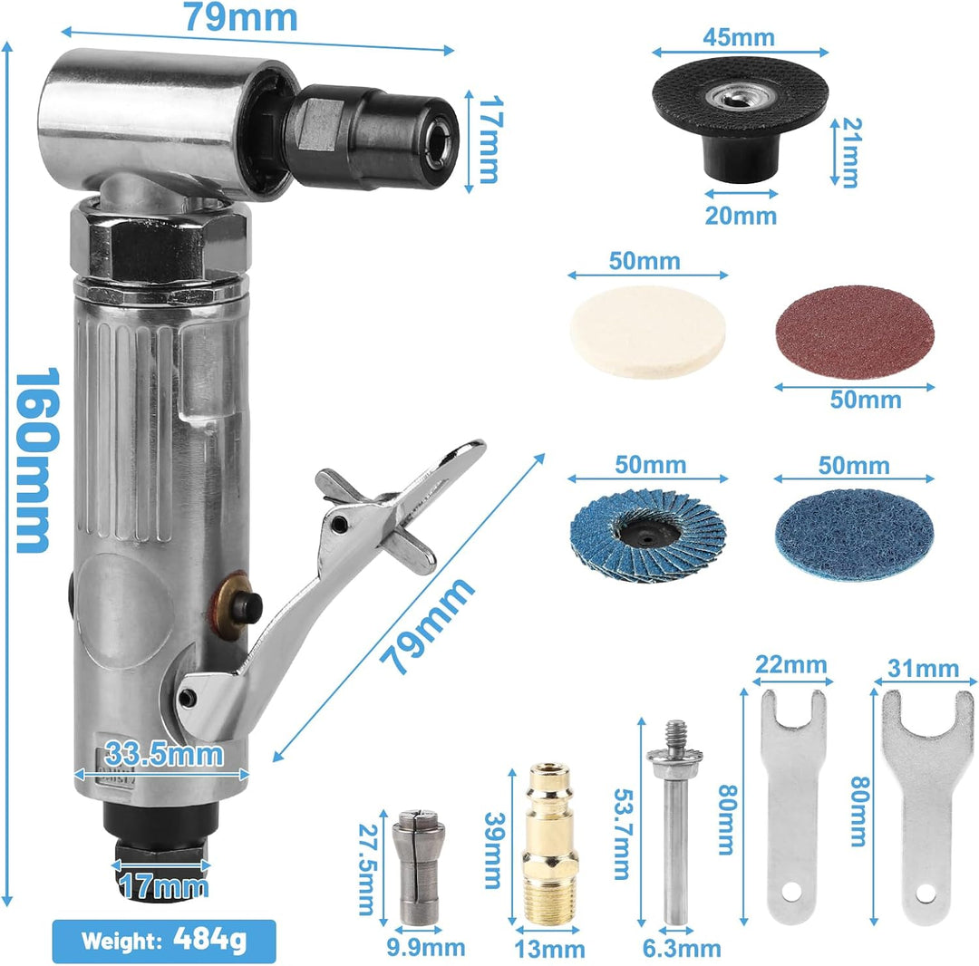 LALAGO Druckluftschleifer 90°,Druckluft Schleifer Winkelschleifer,Stabschleifer Druckluft mit 50mm K