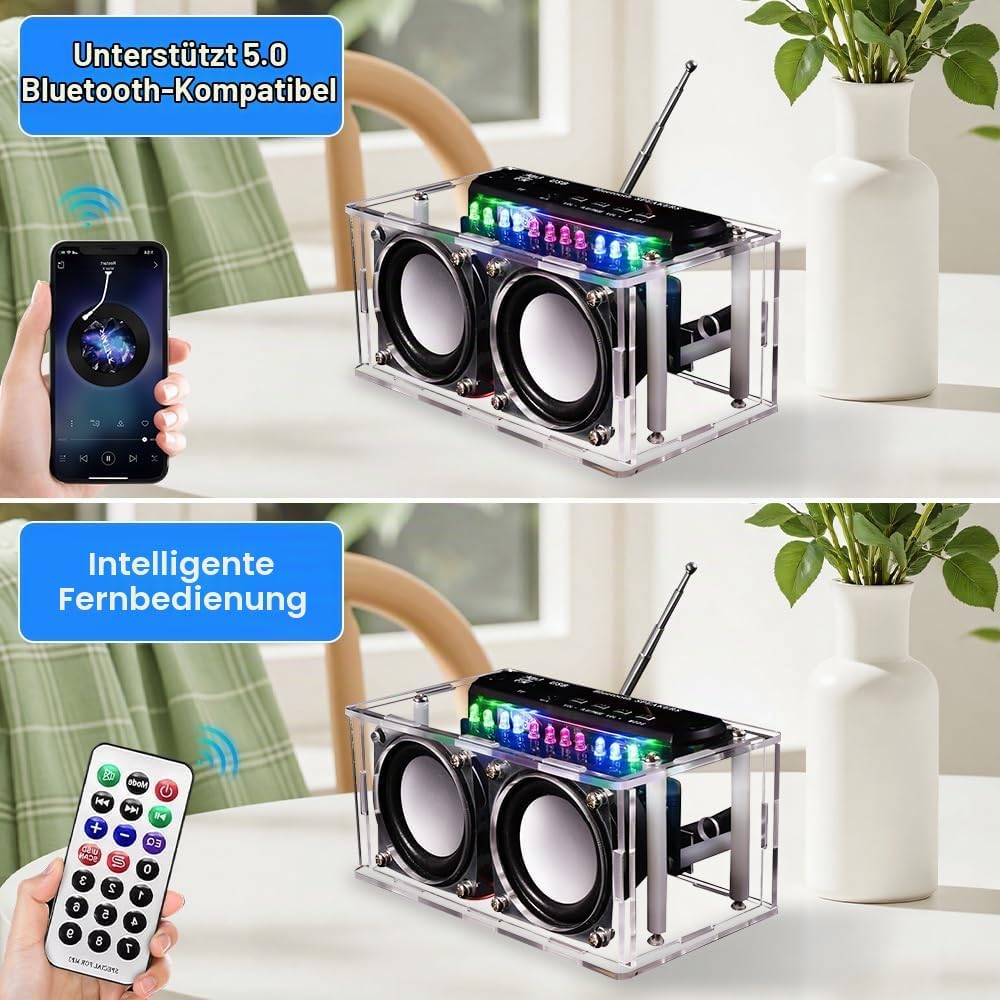 Elektronik Bausatz Radio, 87.5-108MHZ DIY Elektronik Löten Bausatz Bluetooth Lautsprecher, Löt Bausa