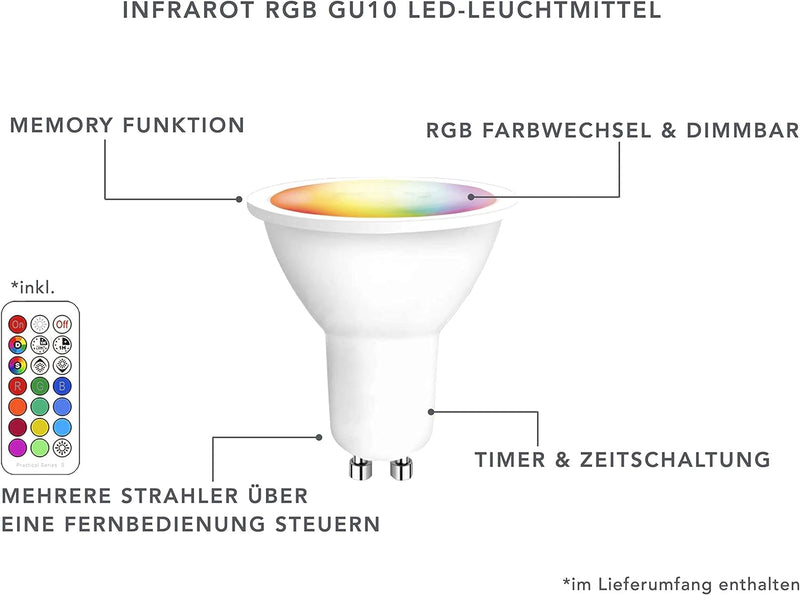 lambado® LED Bodenstrahler für Aussen mit RGB Farbwechsel dimmbar inkl. Fernbedienung - Eckige Boden