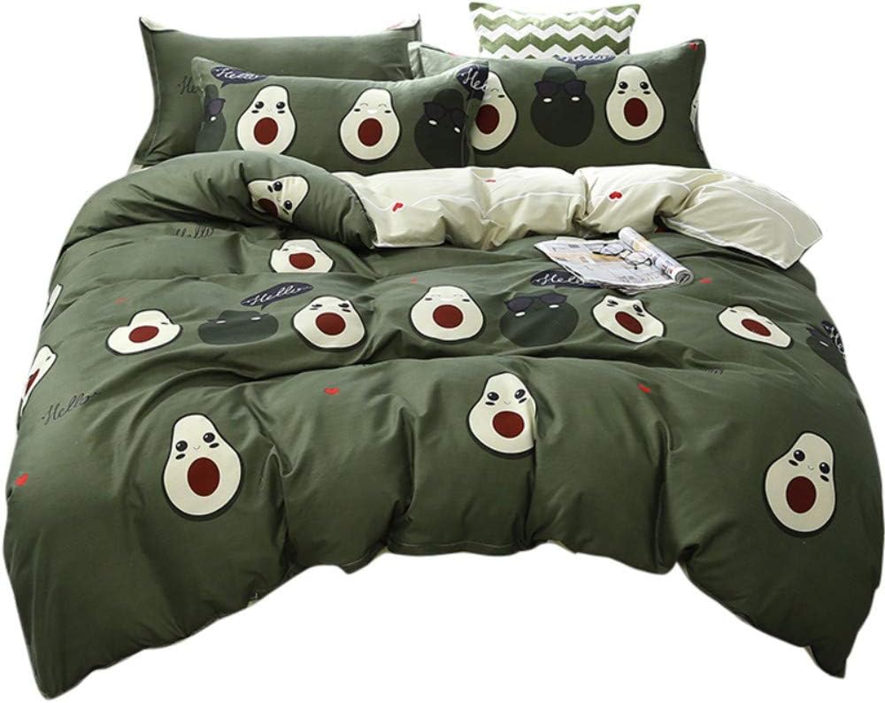 Loussiesd Cute Avocado Muster Bettwäsche Set 200x200cm + 80x80cm Weich 3 teiligs Atmungsaktiv Microf