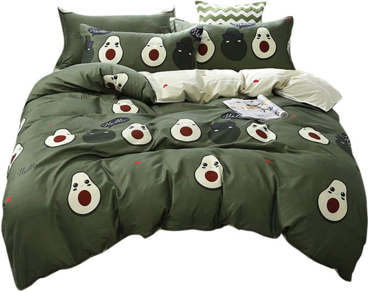 Loussiesd Cute Avocado Muster Bettwäsche Set 200x200cm + 80x80cm Weich 3 teiligs Atmungsaktiv Microf