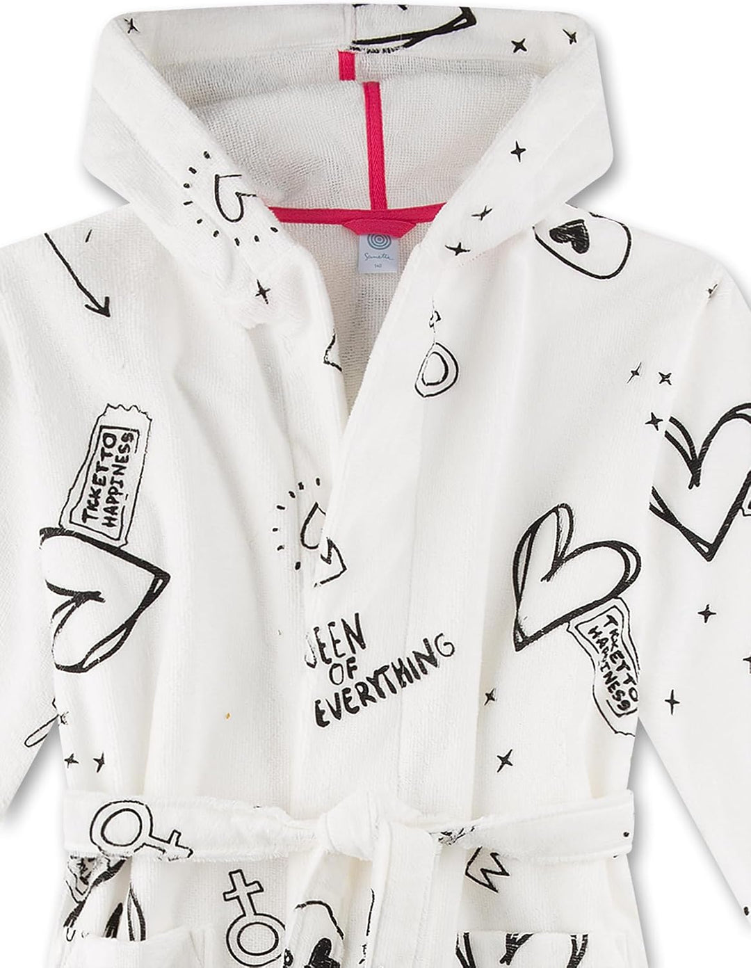 Sanetta Mädchen-Bademantel beige Graffiti Mädchen-Bademantel Frottée beige | Gemütlicher Kinderbadem
