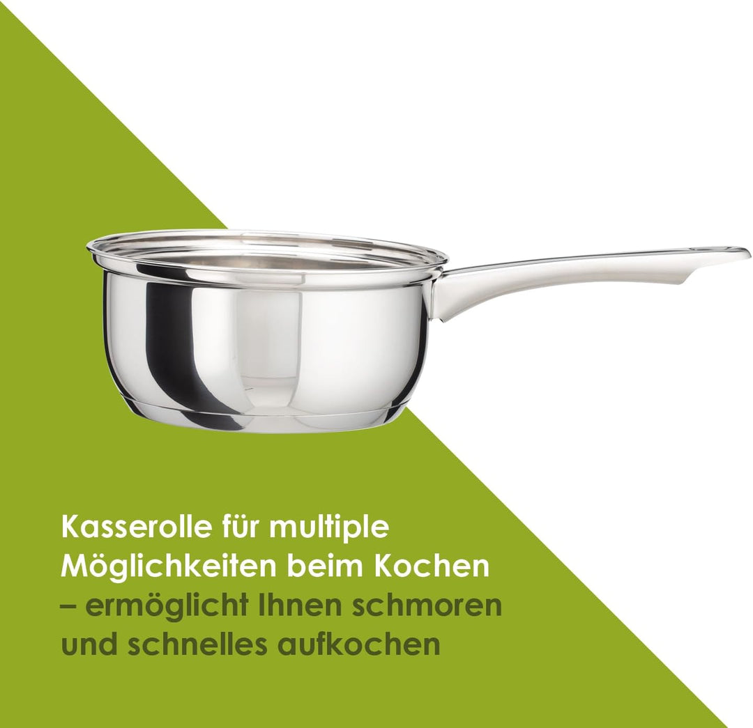 LEVELONE Topfset 4-teilig Induktion Edelstahl poliert induktionsgeeignet Kochtopfset mit Glasdeckel