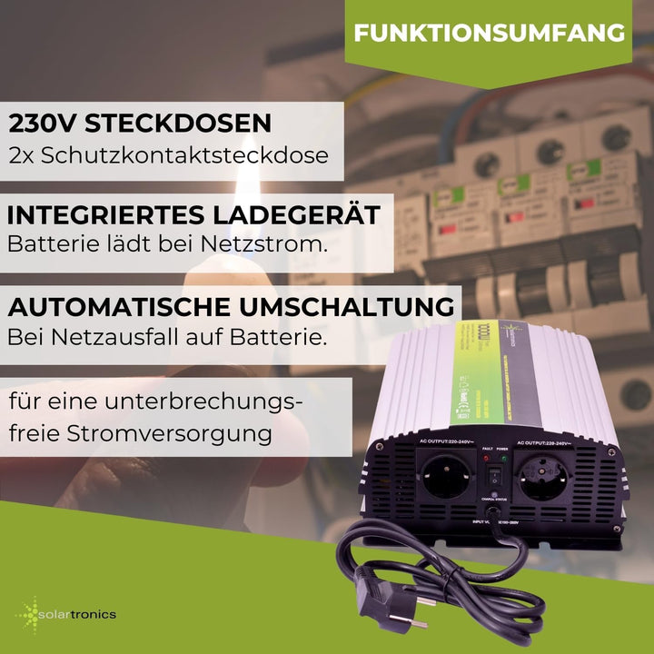 Spannungswandler USV 12V NPS 1000-3000 Watt Reiner Sinus Batterie Akku Solar Strom 230V Unterbrechun