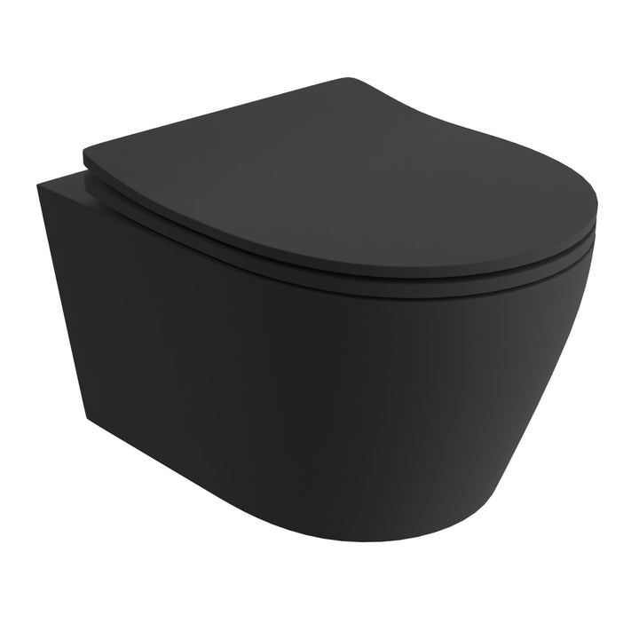 LAVITA Wand-WC Brava Black Hänge Toilette WC Sitz Toilettendeckel mit Absenkautomatik & Metallscharn