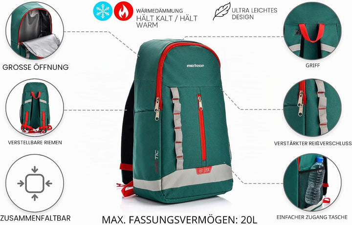 meteor 10 und 20L Kühlrucksack Kühltasche Isolierter Rucksack Lunchrucksack Kühlbox Picknickrucksack