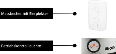 UNOLD 38626 EIERKOCHER Edel, 360 W, Griff für 1 bis 7 Eier, Kochschale, Edelstahl/Schwarz