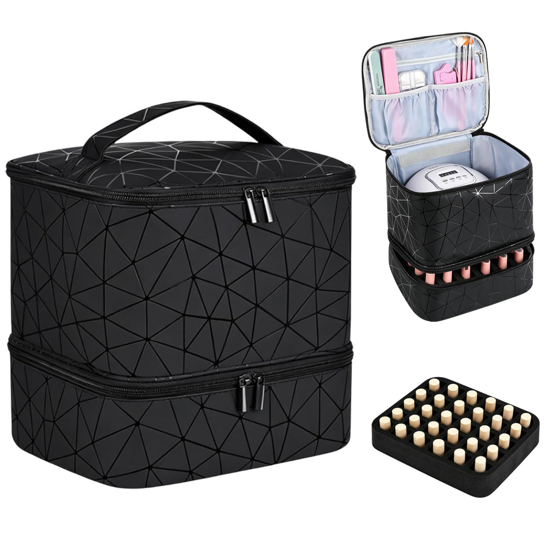 Nagellack Organizer, Nagellack Aufbewahrung für 30 Nagellackflaschen und 1 LED-Nagellampe, doppelte
