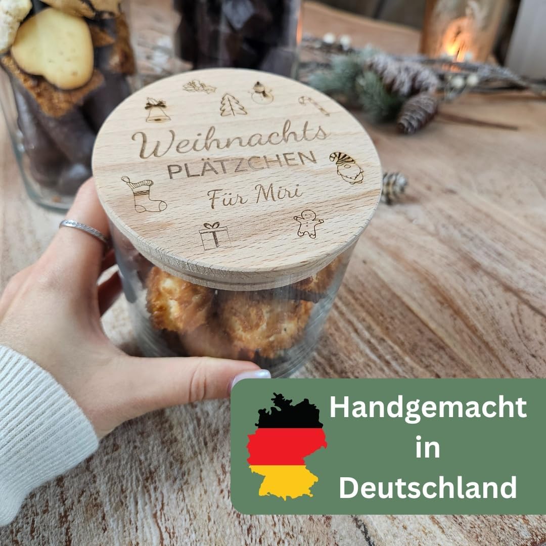 Vorratsglas Weihnachten mit Gravur | Keksdose Weihnachten Glas | Geschenk Kollegin, Freundin, Mitarb