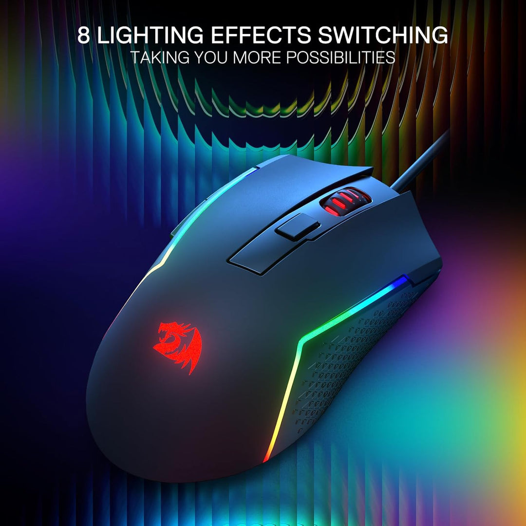 Redragon M616 RGB-Gaming-Maus, kabelgebundene optische Maus mit 10000 DPI, 6 programmierbaren Tasten