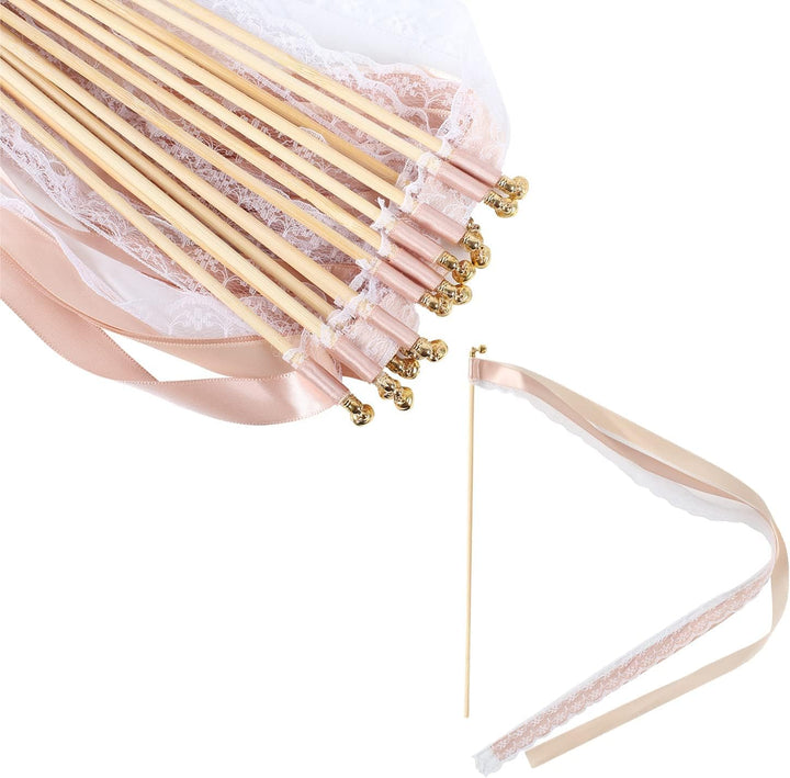 TIHOOK 50 Stk Wedding Wands, Zauberstäbe Hochzeit Luftschlangen, Wedding Wands mit Glocke, Seidenfee