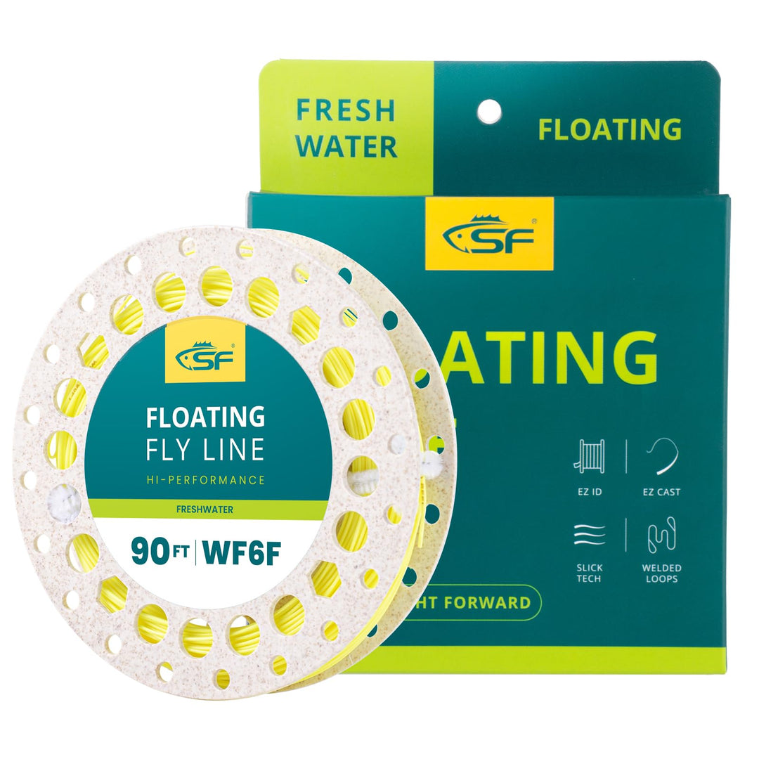 SF Angelschnur für Süsswasser WF4 5 6 7 8 9S IPS3/IPS5 vollständig sinkend Fluo Gelb WF6F 90FT, Fluo