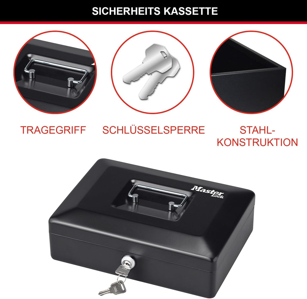 MASTER LOCK Geldkassette [Schlüssel] [Tragegriff] [Münzbrett] CB-10ML - Sichern und Organisieren Gel