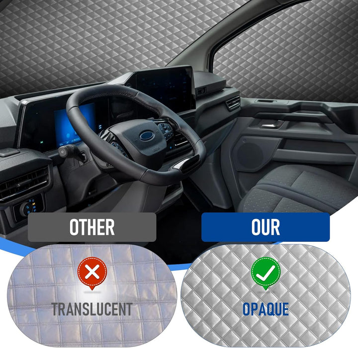 8Stk Thermomatte Fahrerhaus passend für Ford Transit Custom LWB, Interne Auto Sonnenblende Frontsche