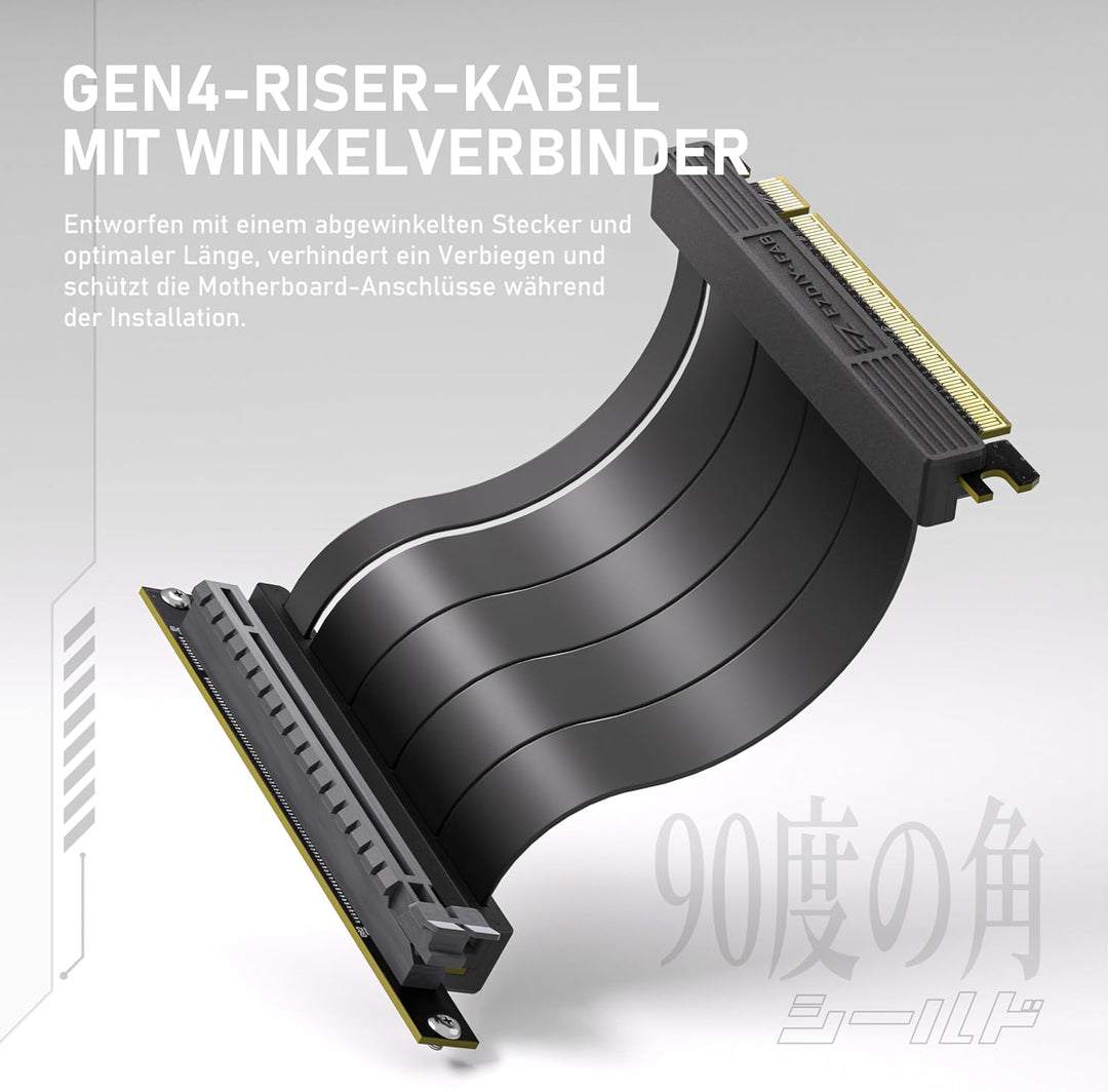 EZDIY-FAB Shield ARGB Vertikaler GPU Halter,115 mm PCIe 4.0 Riser,Schwarz, Schwarz