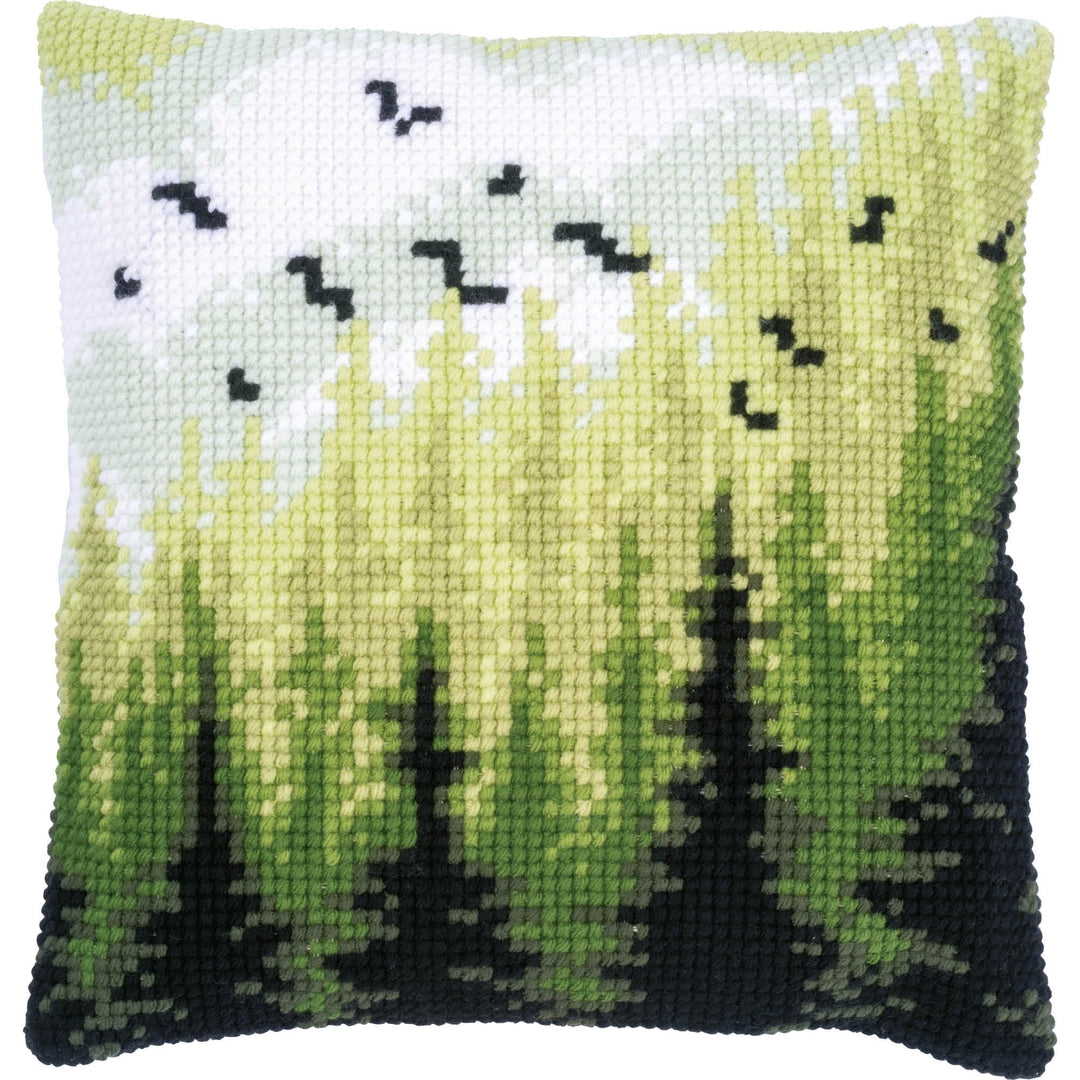 Vervaco Kreuzstich-Kissen, Wald, naturfarben, ca. 40 x 40 cm