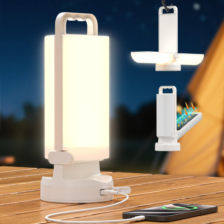 Eventek Solar Campinglampe 8000mAh, Ultrahelle Faltbare LED Camping Licht mit 3 Modi und Touch-Steue