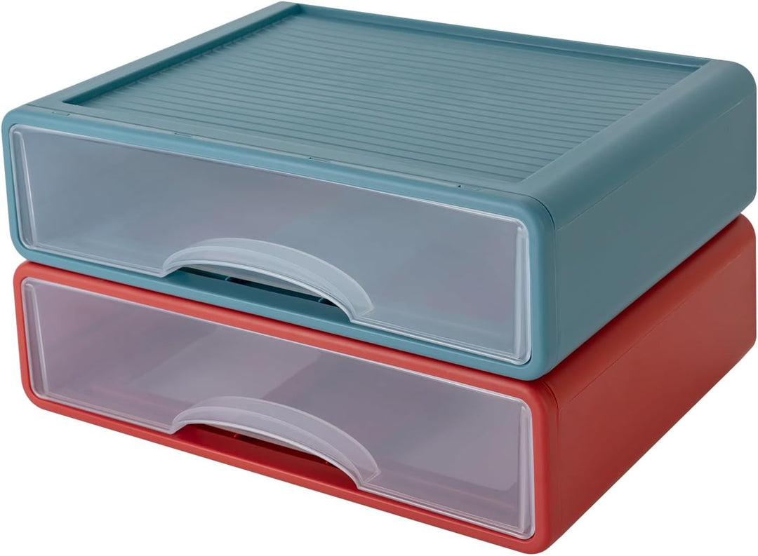 Schreibtisch Organizer 6 Fächer Geschlossenen Schubladen Stapelbar Plastik Büro Schubladenbox mit Gr