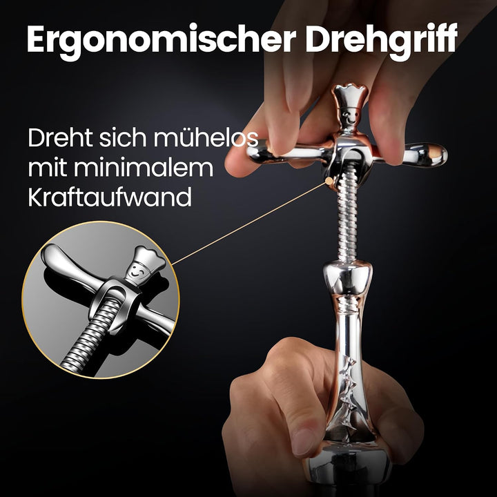 Korkenzieher aus Edelstahl öffnet Wein ohne Korken-Krümel | Hochbelastbarer Weinöffner mit Geschenkv