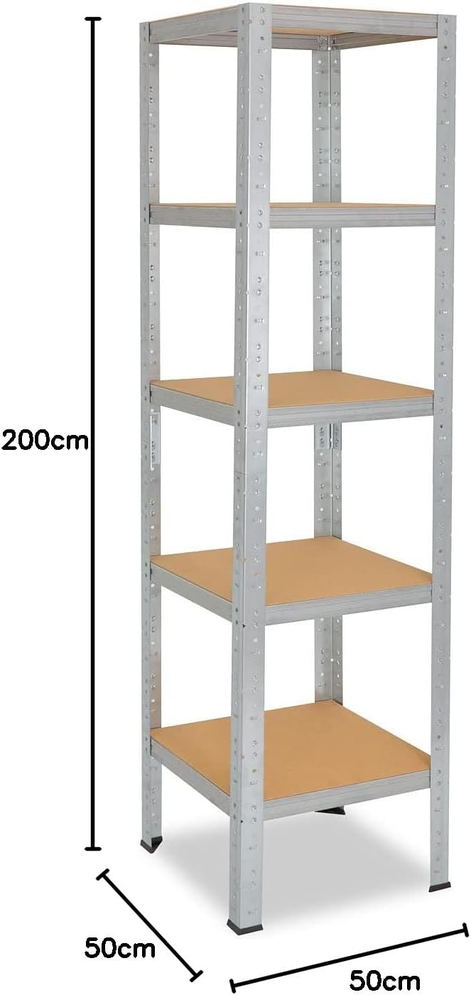 shelfplaza® 200x50x50cm Home Schwerlastregal verzinkt/Metallregal mit 5 Böden/Kellerregal Metall, Ga