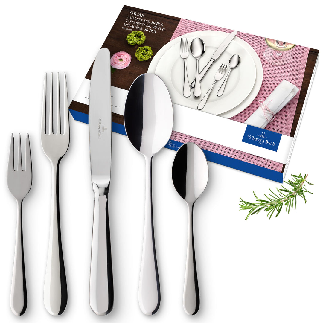 Villeroy und Boch Oscar Tafelbesteck für bis zu 6 Personen, 30-teilig, Edelstahl 30tlg., 30tlg., Sin
