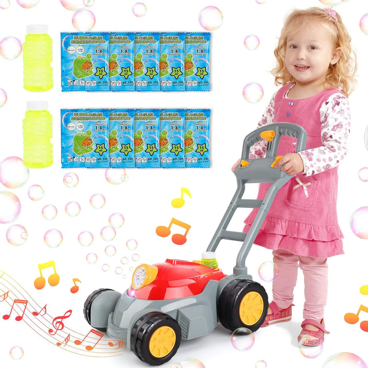 deAO Rasenmäher Kinder Seifenblasenmaschine, Seifenblasen Rasenmäher mit Geräusch für Kinder 6000+ S