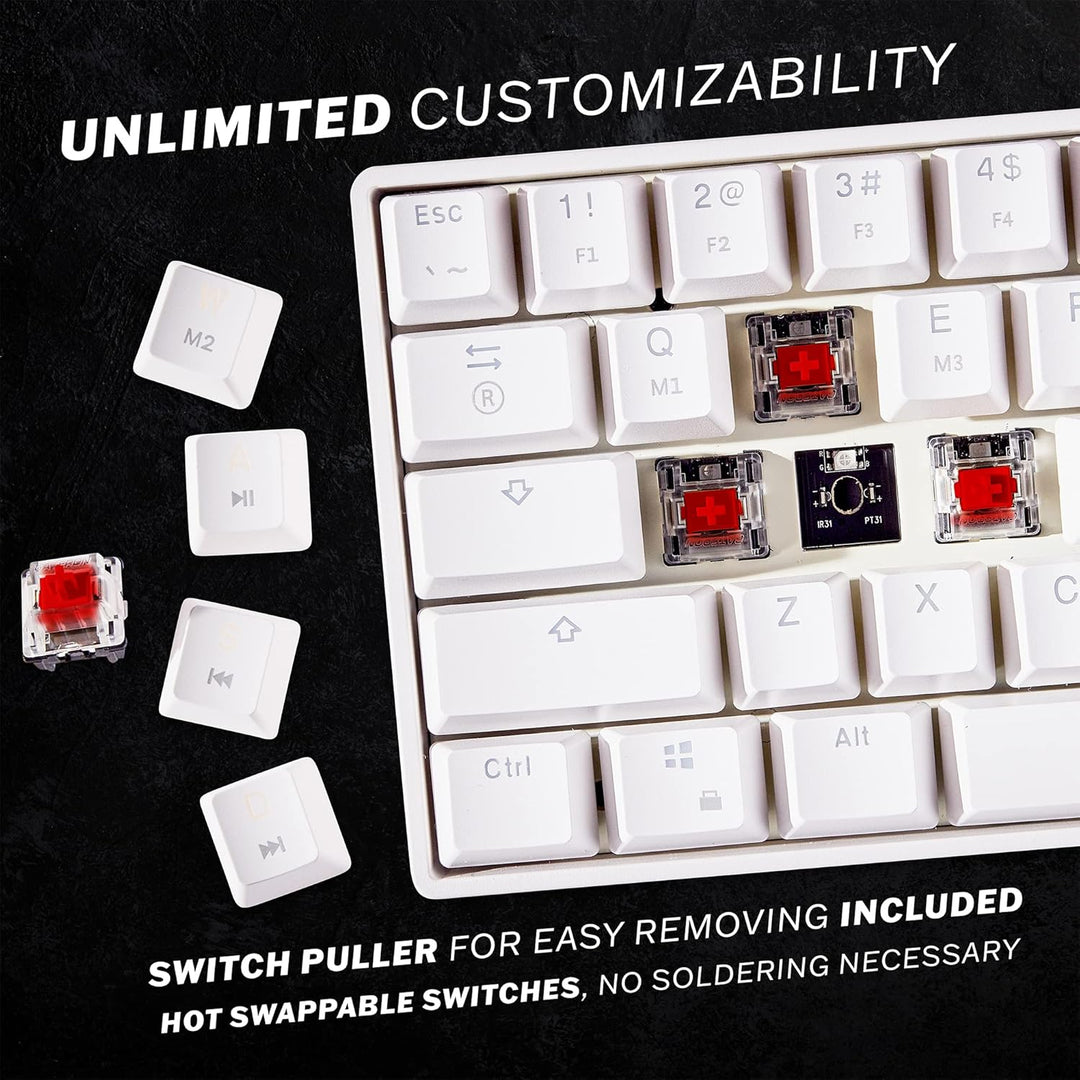 HK Gaming GK61 mechanische 60 Prozent Tastatur | 61 programmierbare Tasten mit RGB Beleuchtung | Kom