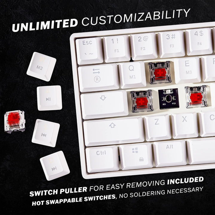 HK Gaming GK61 mechanische 60 Prozent Tastatur | 61 programmierbare Tasten mit RGB Beleuchtung | Kom