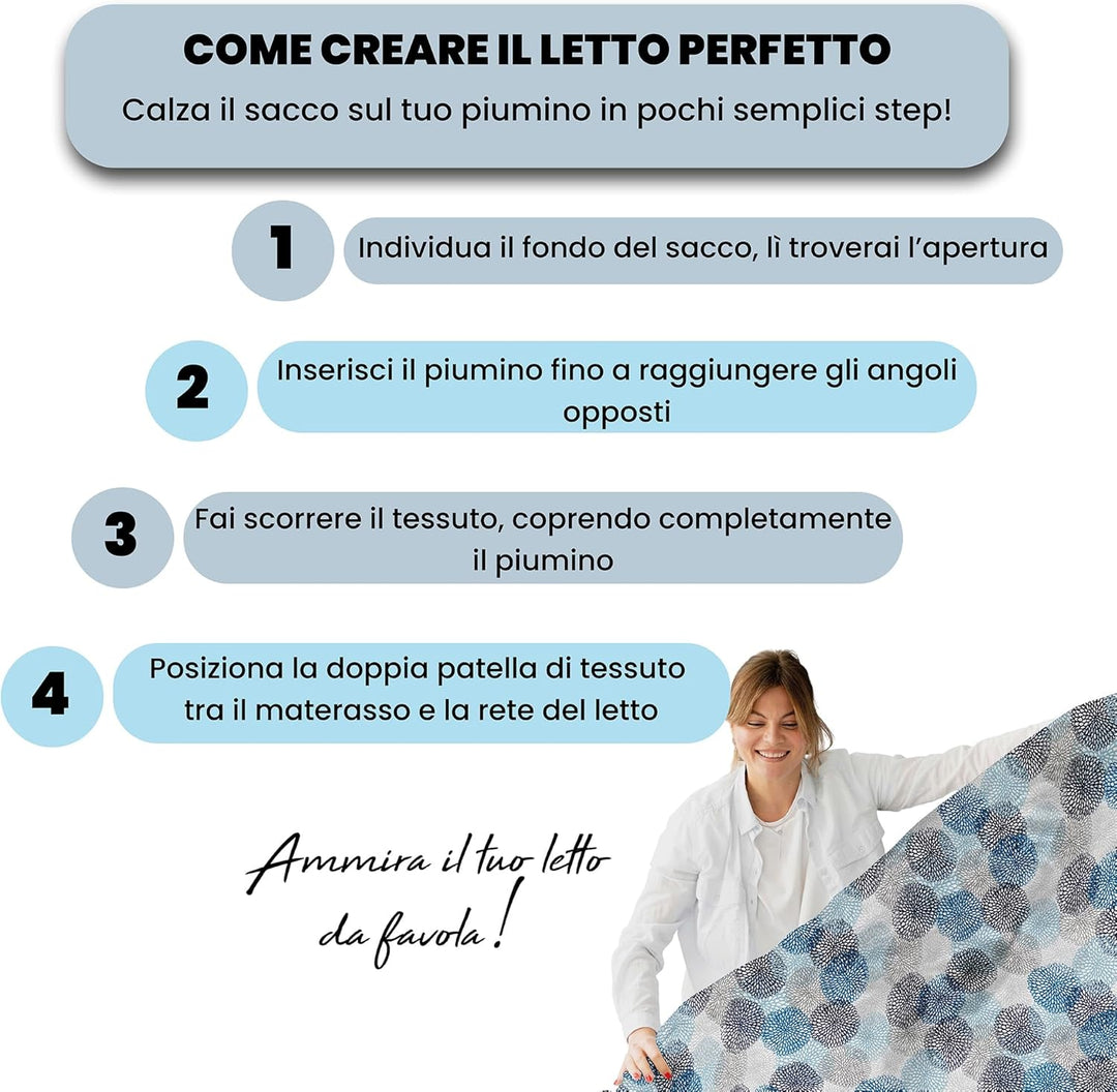 Italian Bed Linen Fantasy Bettbezug, Soffioni Blu, Doppelte