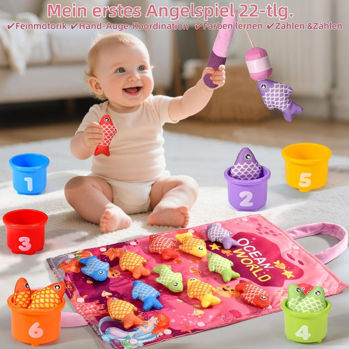 Baby Spielzeug ab 1 2 Jahr, Rosa Angelspiel für Kinder 6 9 12 18 Monate, Lernspiele, Motorikspielzeu
