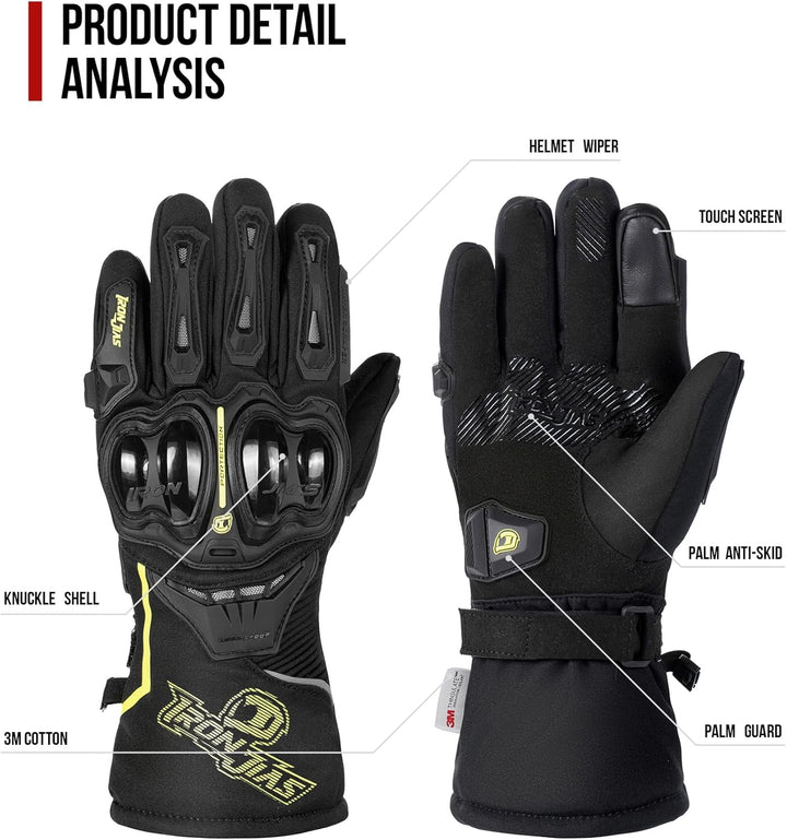 IRON JIA'S Winter Motorradhandschuhe Herren CEZertifizierung Wasserdichter und Warmer 3M Baumwolle S