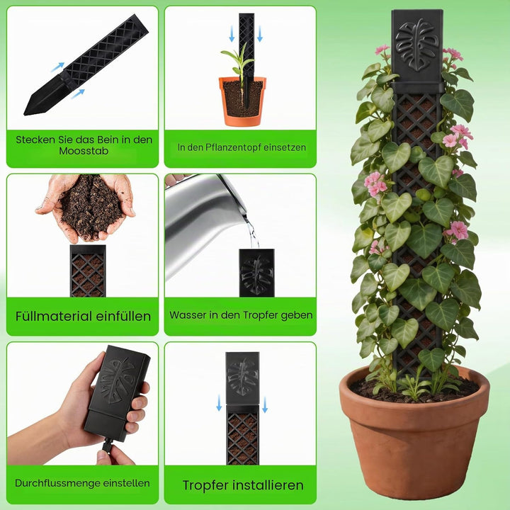 4 Pcs Moosstäbe für Monstera, Erweiterbare Pflanzenstütze, Moss Pole
