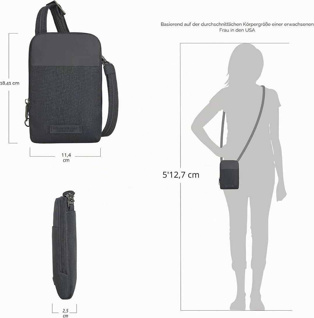 Travelon Unisex-Adult Mini Diebstahlschutz Umhängetasche Grau, Grau